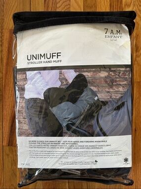 7AM ENFANT Stroller Hand Muff - Unimuff - Heather Grey Dark/Black Plush